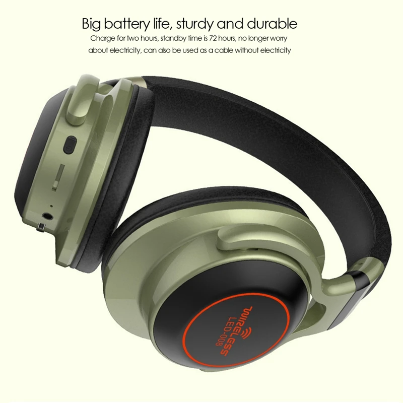 

008 Luminous Bluetooth Headset, Foldable Card Headset, Sports Music Breathing Light Compatible with Android/IOS System