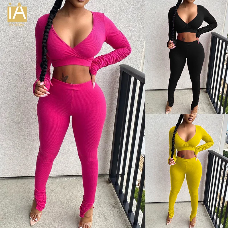 

Женский спортивный костюм для фитнеса из двух предметов, облегающий кроп-топ и спортивные Леггинсы с подкладкой, одежда для активного отдых...