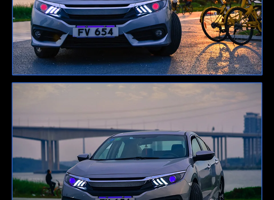 Фары для автомобиля Honda CIVIC X G10- DRL дневные ходовые огни головная лампа светодиодный Биксеноновая лампа Противотуманные фары, аксессуары для автомобиля