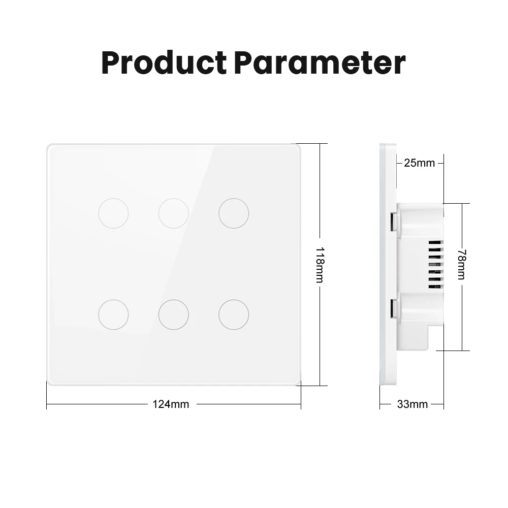 Смарт-выключатель AVATTO Tuya Wi-Fi 110-220 В переменного тока 4*4 сенсорный экран панель 4/6