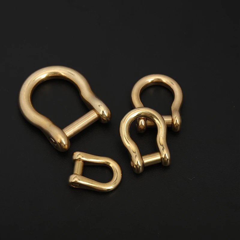 1pcs Solid Brass Carabiner D Bow Shackle Slot Screw Removable Fob Key Ring Keychain Joint Connector Buckle DIY Hardware | Дом и сад