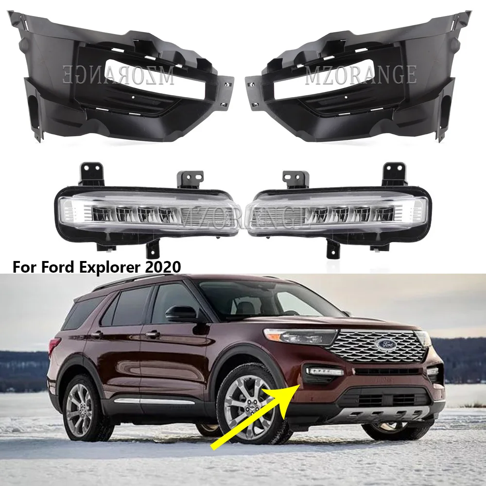 LED FogLight Lamps For Ford Explorer 2020 2021 2022 Fog Lights Headlights DRL Driving Daylights Cover Car Accessories Foglamp