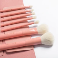 shinedo 7 pcs pink color natural got hair powder eye shadow blending eyeliner eyelash eyebrow brushes makeup brush set