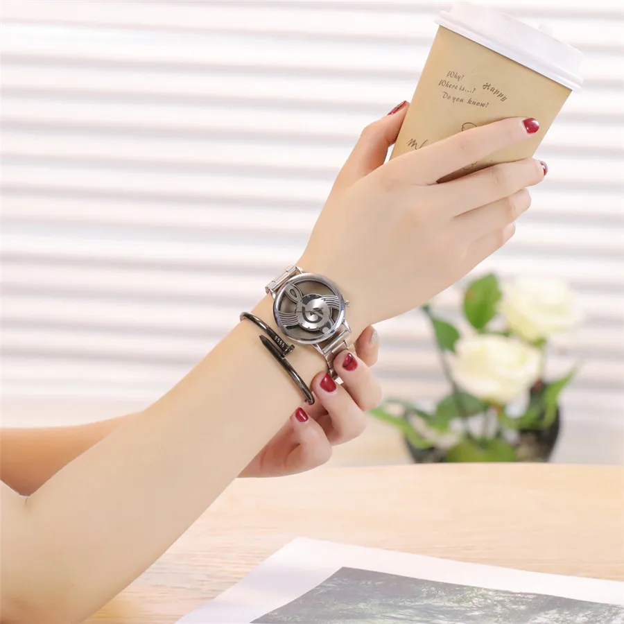 2019 новые брендовые Модные полые музыкальные часы с нотами из нержавеющей стали