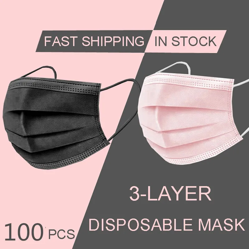 

3 Layer Disposable Face Masks Nonwove Filter Mouth Mask For Adult 10/50/100 pcs Anti Dust Safe Breathable Protective masks