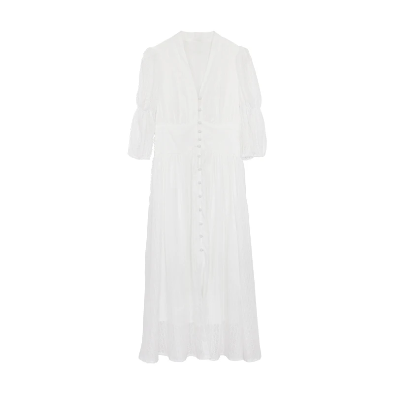 Платье женское винтажное белое с рукавом фонариком|Женские платья| |