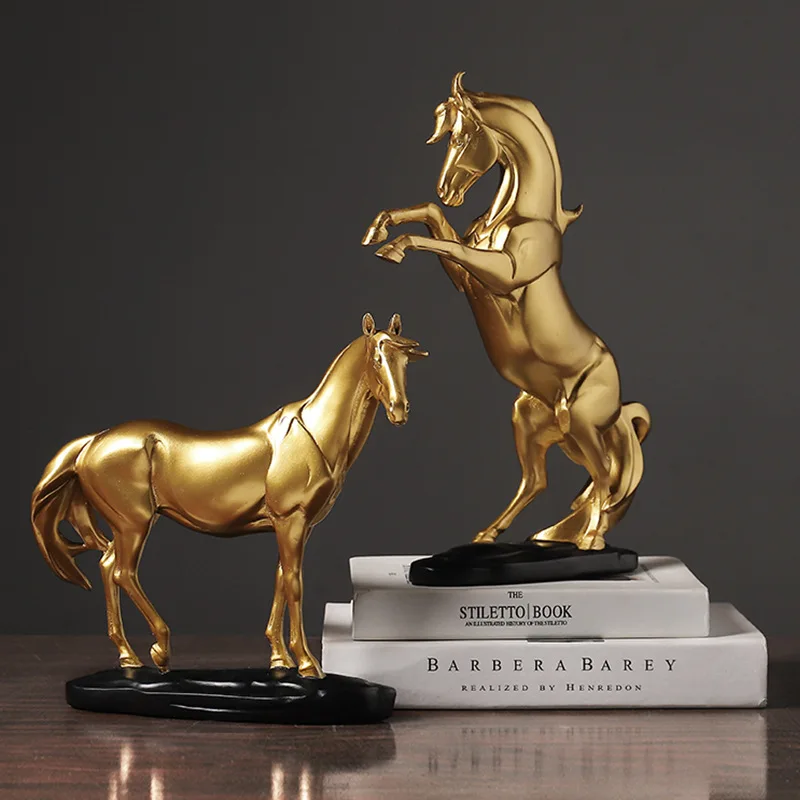 

European Style Resin War Horse Statue Animal Figurine Living Room Bedroom Desktop Decoration Office Ornaments Home Decor