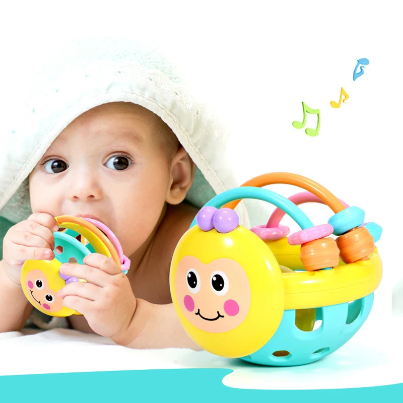 

Baby Soft Rubber Rattle Children Early Childhood Biting Bell Toy Bee Hand Bell Rattle Dumbbell Baby Toy 0-12 Months Newborn Gift