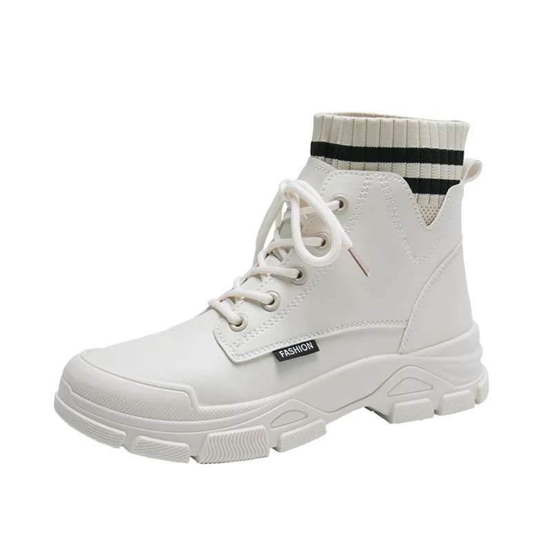 

New Autumn Women Motorcycle Ankle Short Boots Leather British Style Square Heel Womens Riding White Comfortable Boots Shoes