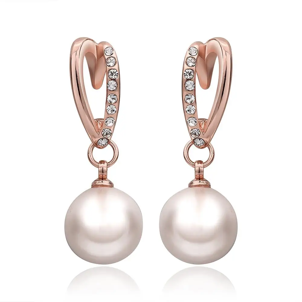 

European and American Style Rose Gold Pearl Water Drop Stud E933 Pearl Earrings