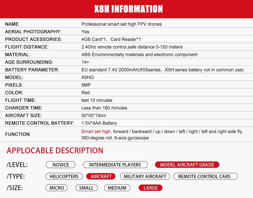 Нет Дрон SYMA profissial X8HG(X8G апгрейд) 2,4G 4CH 6-осевой гироскоп вертолет Quadcopter Drone с HD Камера