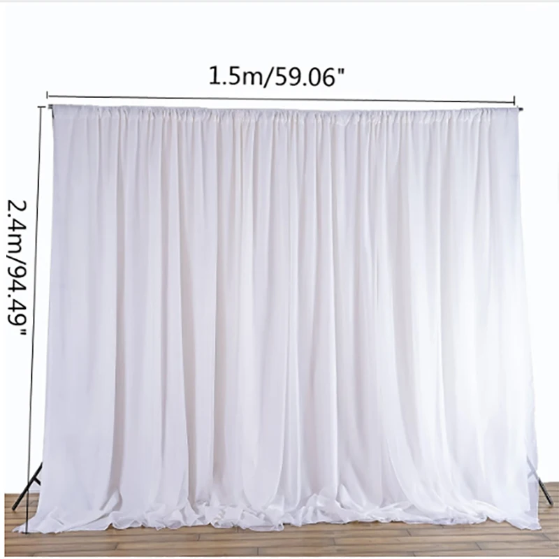 

Белые прозрачные шелковые тканевые шторы панели подвесные шторы фото фон Свадебные торжества DIY текстиль для украшения 2,4x1,5 м