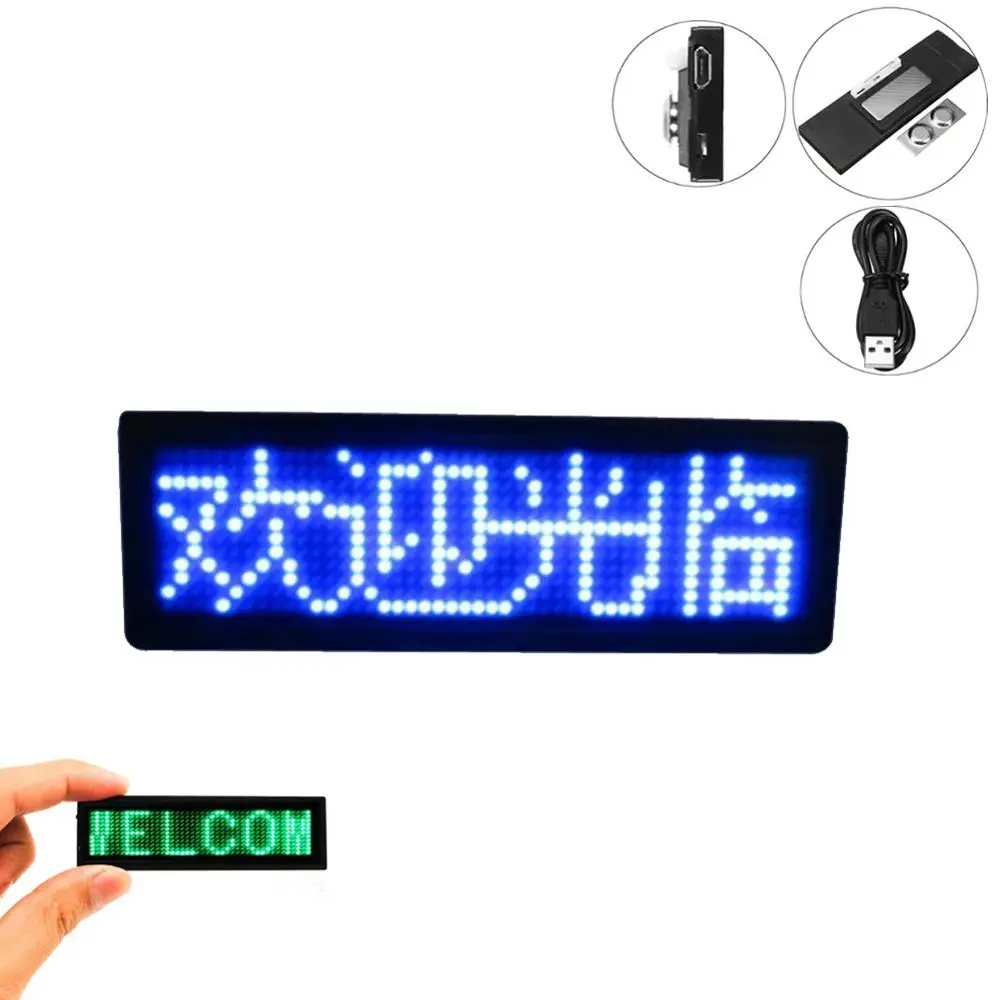 

Party Rechargeable Led Name Tag Mini Digital Bluetooth APP Programmable Scrolling Message Tag Badge Sign Support All Languages