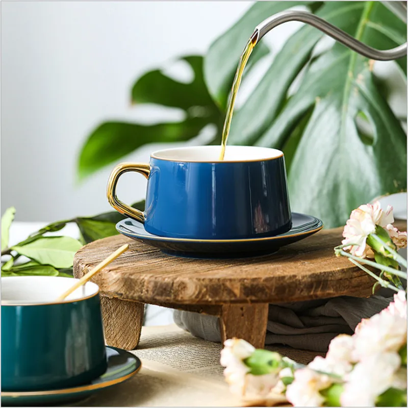 Костяной фарфор кофейная чашка и блюдце 220 мл офисный набор ложка в европейском