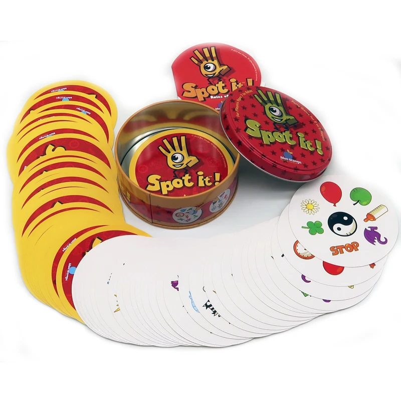 

15 Styles Dobble Spot It Toy Iron Box Sport Fun Family Animals Jr Hip Kids Board Game Gift Holidays Camping Tin Box