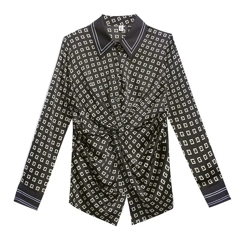

2020 new fashion Vintage printed button shirt long sleeve loose top