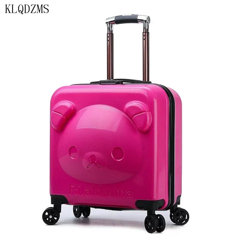 KLQDZMS 18inch kids luggage Cartoon PP Suitcase Boarding Rolling Luggage Children Travel Bag Kids Suitcase