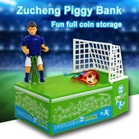 electric soccer player goal kicking piggy bank coin money saving box toy plastic safety deposit box for children kid home