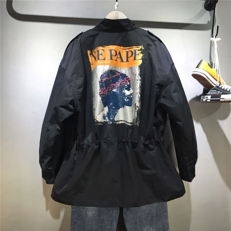 

New Windbreaker Female Spring Autumn Women Jacket Loose Overcoat Long Sleeve Casual Jackets Pocket Zipper Black Khaki Plus Size