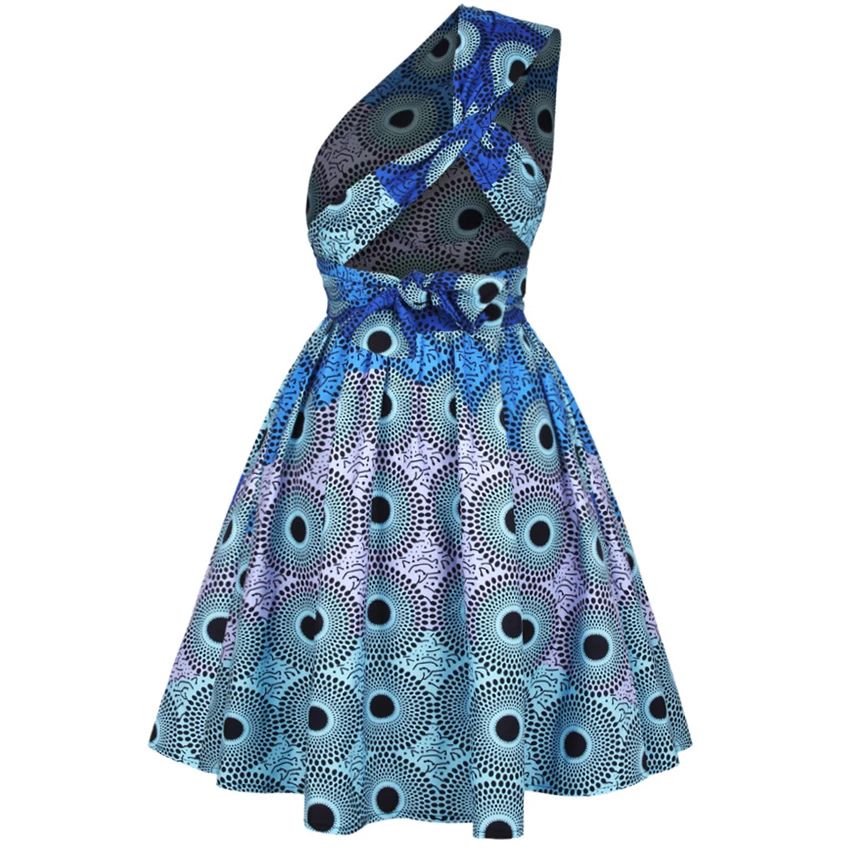 New African Dresses for Women Printing Sleeveless Bohemian Style Sexy Dashiki Female Multifunctional Pleated Clothing Party