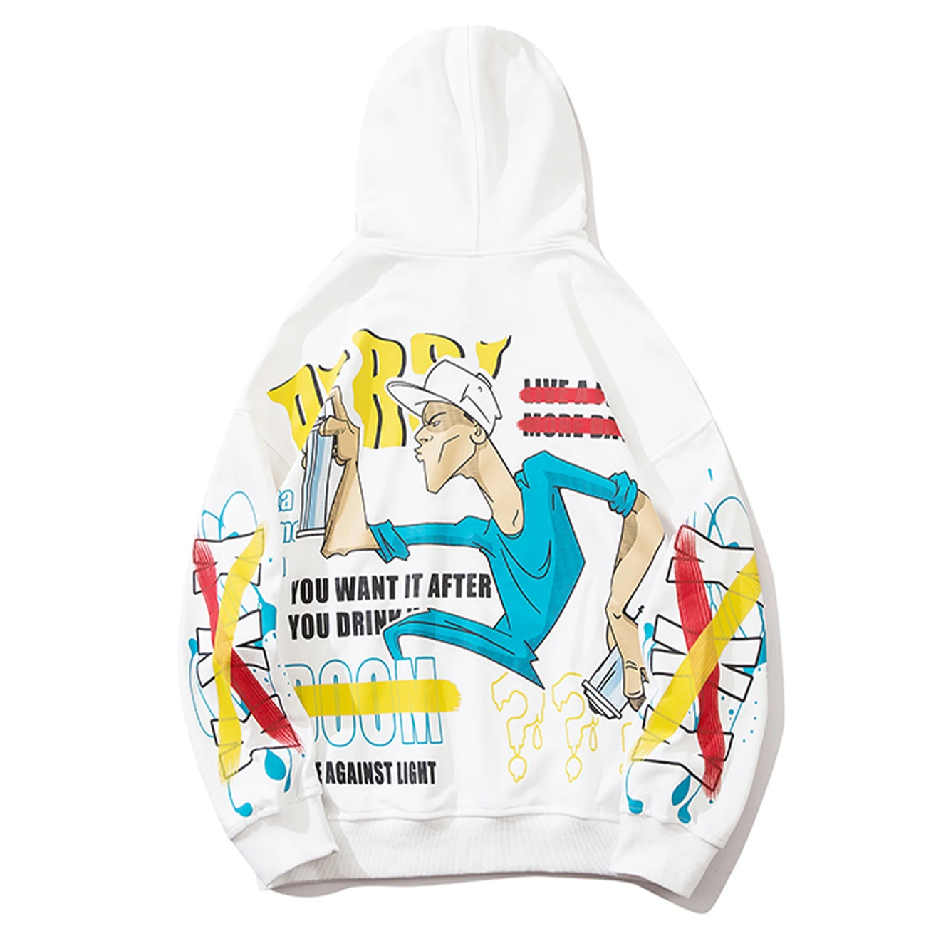 Худи в стиле Харадзюку с изображением граффити рубашка цветными блоками уличная