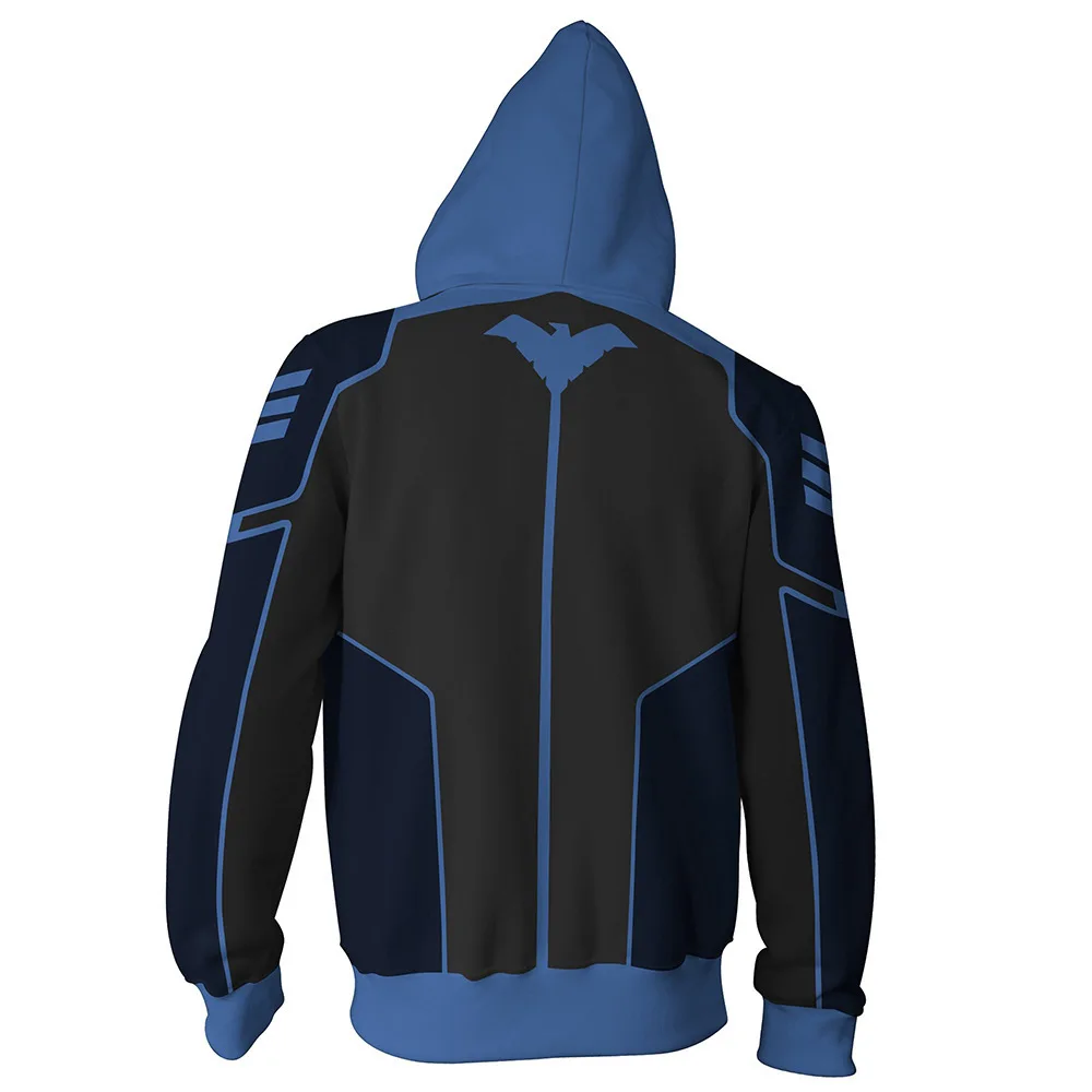 Nightwing Cosplay Hoodie 3D Print Costume Jacket Sweatshirt Halloween Zipper Pullover Jersey | Costumes
