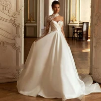 modern floor length wedding dresses for women elegant 2022 off the shoulder boat neck bride bridal gowns sexy open back