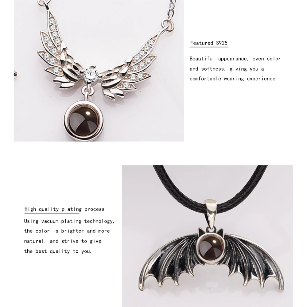 Ожерелье с подвеской в виде крыльев дьявола и ангела цепочка на ключицы