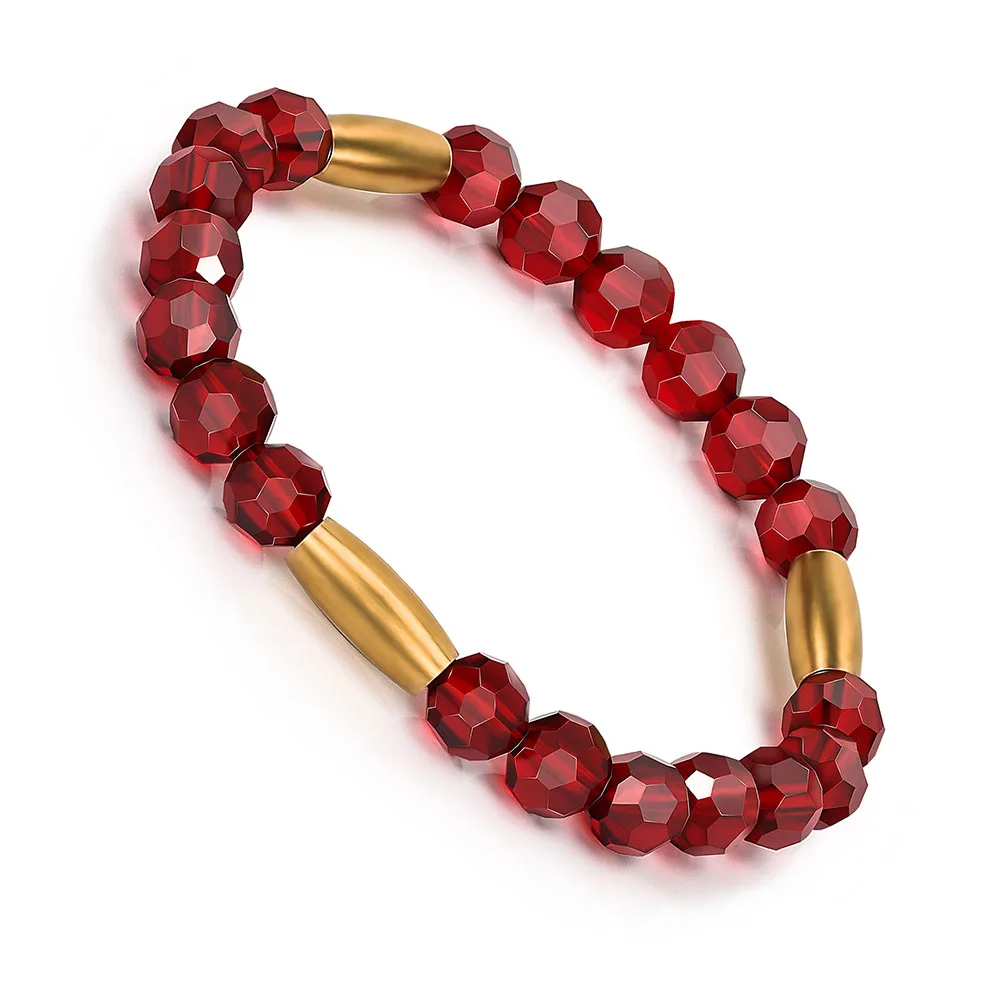 

BOFEE Natural Red Glass Beads Bracelet Yoga Charm Stretch Hand Chain Glamour Amulet Fashion Jewelry Women Men Lovers Gifts