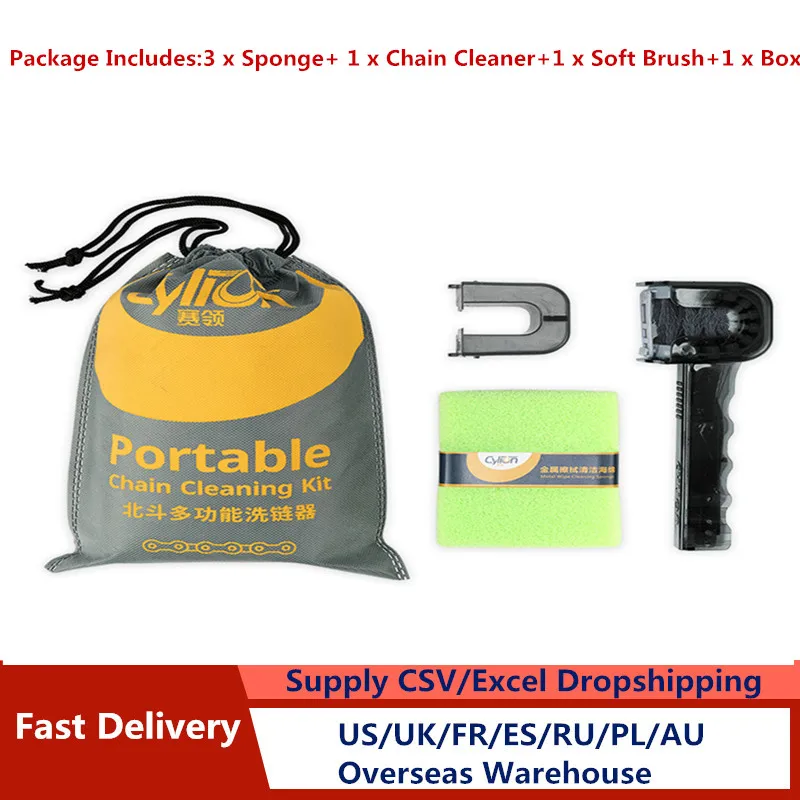 

Bike Cleaning Kit Bicycle Cycling Chain Cleaner Maintenance with Hidden Sprocket Scraper Soft Cleaning Brushes
