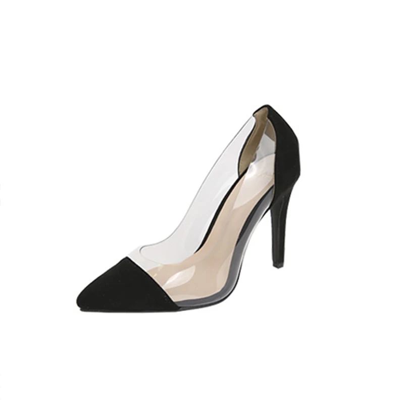 Маленькие Прозрачные туфли из лакированной кожи на шпильке с острым носком 6 см 8