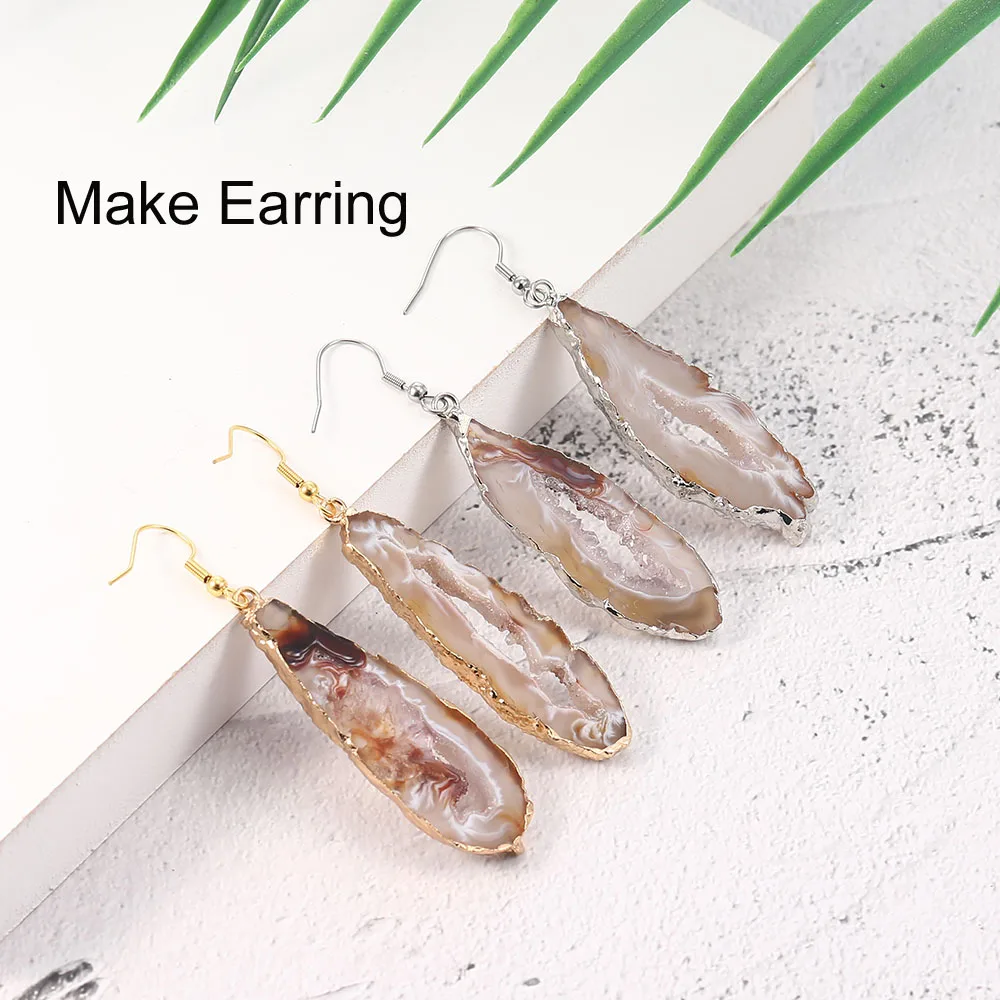 

2PCS Natural Stone Charm for Diy Earring Necklace Making Irregular Crystal Druzy Pendant Accessories Jewelry Findings