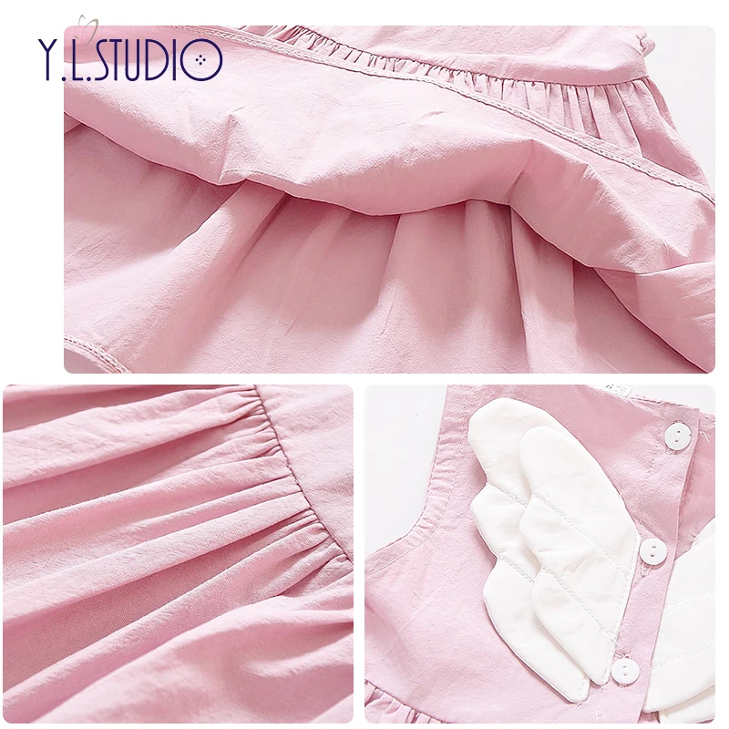 Летнее платье для маленьких девочек из материала на основе хлопка с цветочной