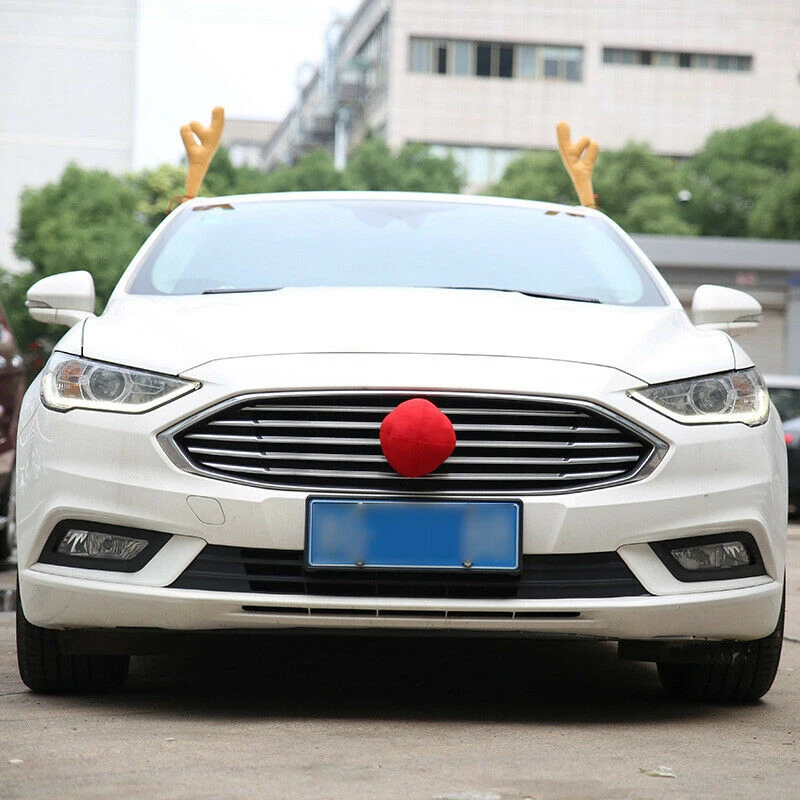 2020 Christmas Car Decoration Reindeer Antlers & Red Nose Pendant Ornament Gifts Christmas Decor Xmas Decoration Kit For All Car images - 6