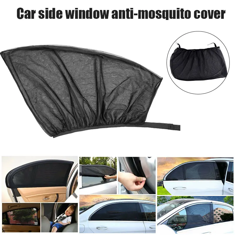 

2 Pcs Car Front/rear Side Window Sun Shade Uv Protection Anti Mosquito Breathable Mesh Net Universal Car Sun Shade Parasol Coche