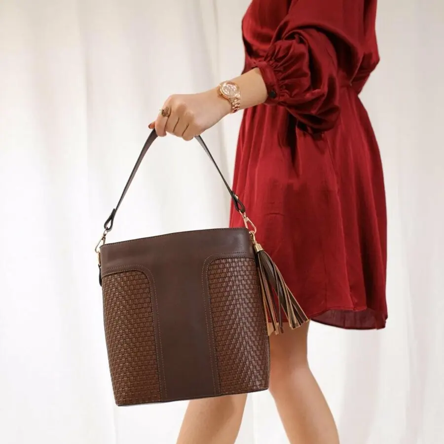 

Bags for Women 2021 Fashion JLBERTO Regina straw knit square hand and shoulder bag Woman Shoulder bag Brown Free Shipping