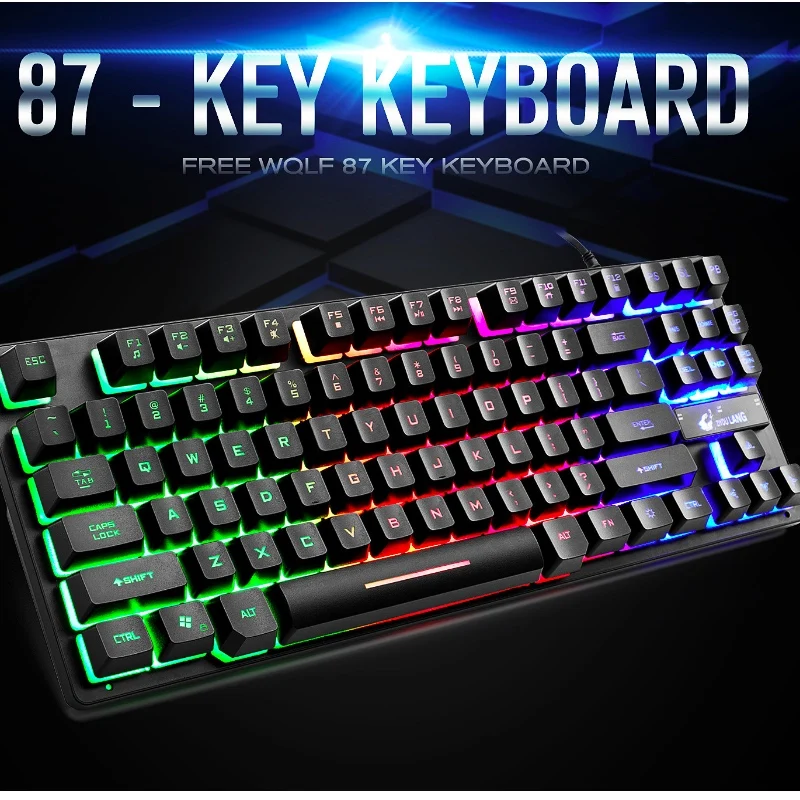 Водонепроницаемая Механическая игровая клавиатура 87 клавиш игровые клавиатуры