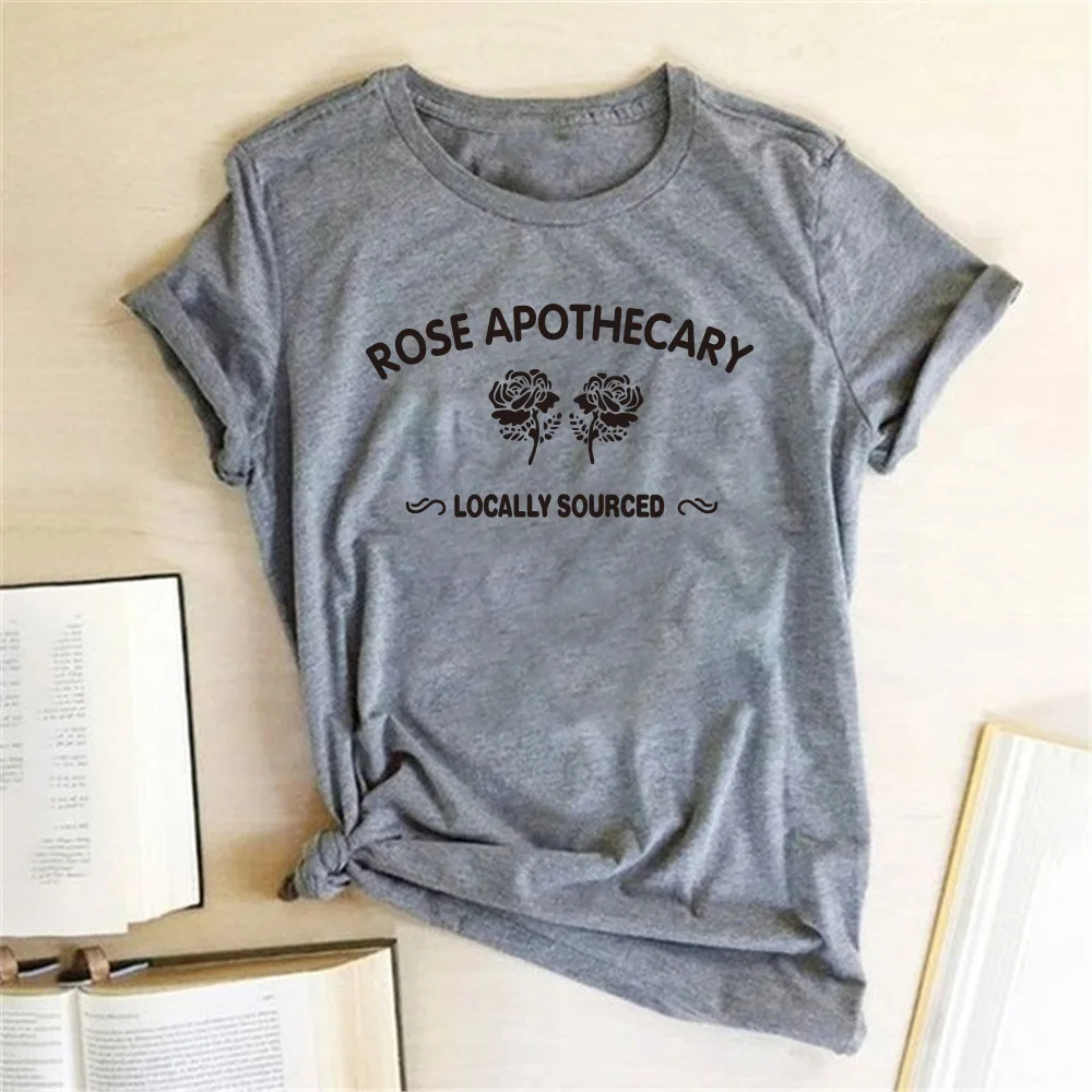 Роза аптека местного производства принт Женская футболка Эстетическая уличная