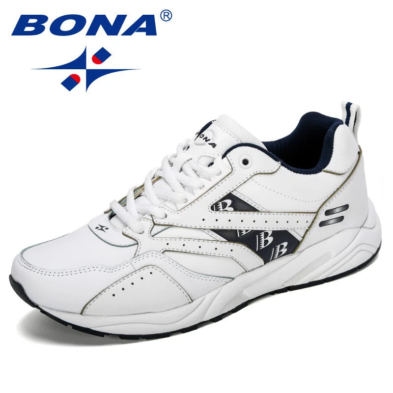 BONA New Designers Cow Split Running Shoes Men Outdoor Sneakers Shoes High Quality Breathable Shoes Jogging Tennis Shoes