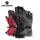 Лыжные перчатки ROCKBROS, теплые водонепроницаемые перчатки для катания на лыжах и сноуборде, зимние мотоциклетные ветрозащитные зимние перчатки для верховой езды на 30 градусов