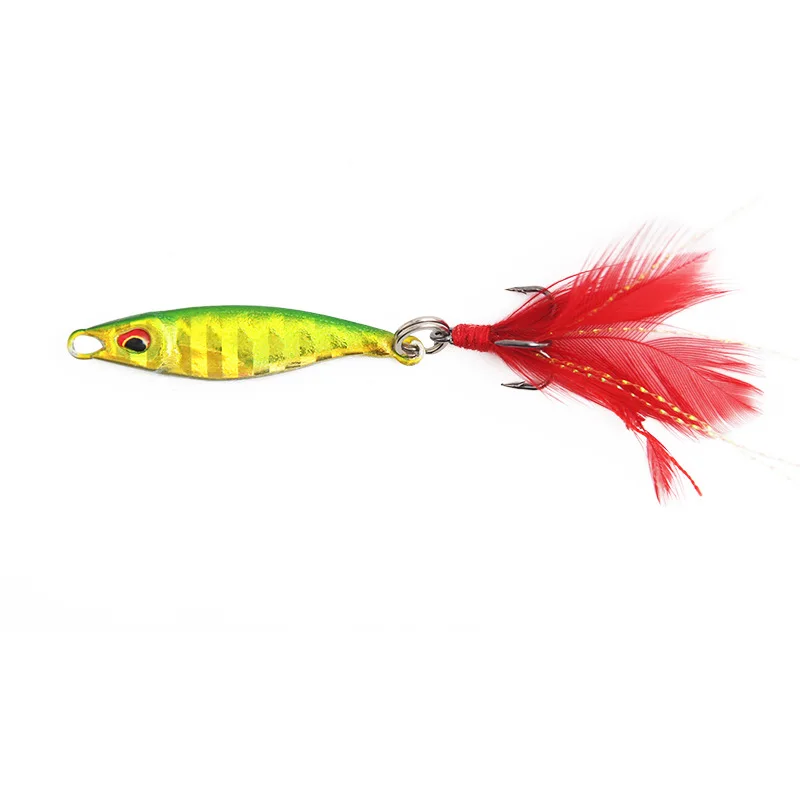 

Fish Bait 10g feather Hook Simulation Bait Cast From Iron Plate 1 Pcs
