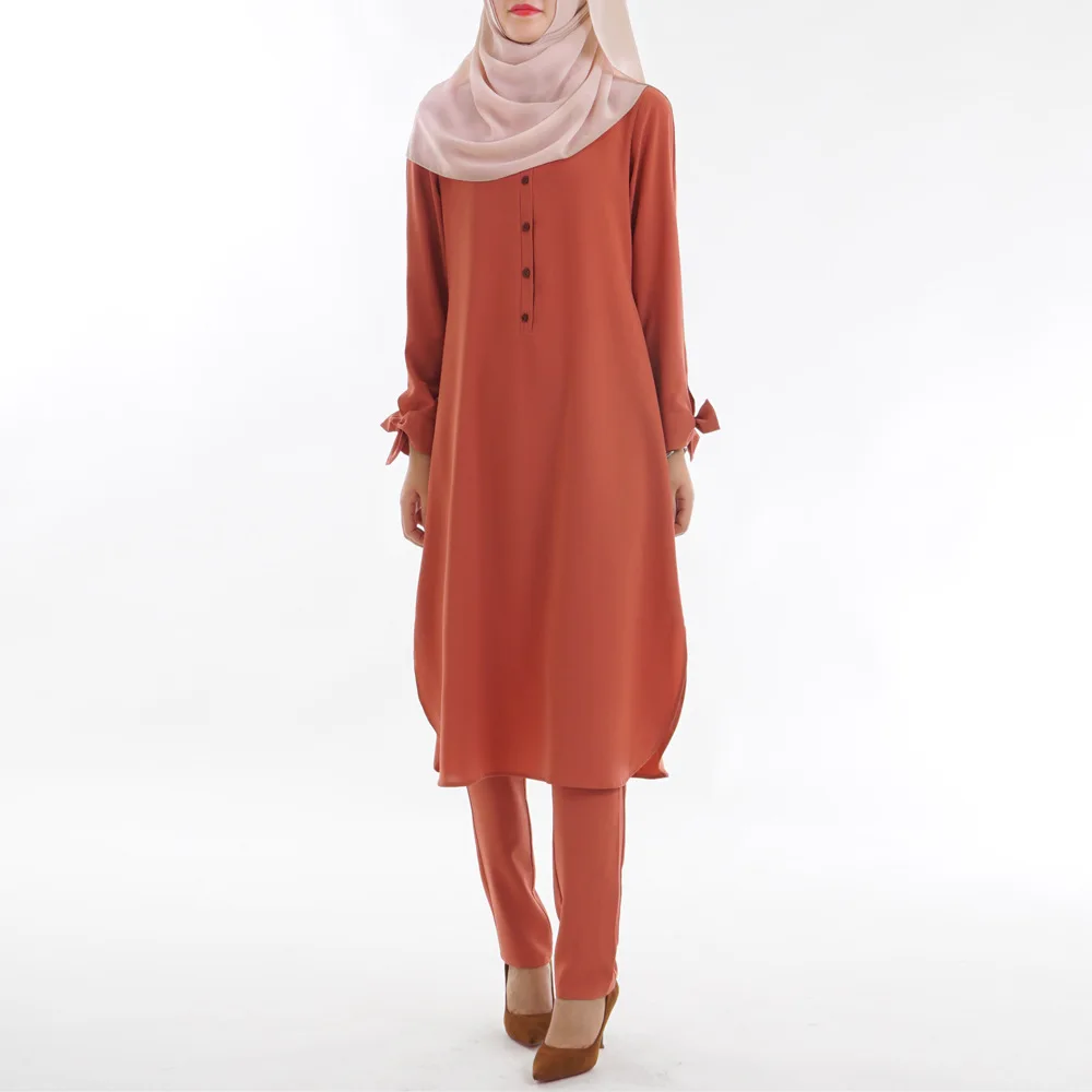 Женский комплект из 2 предметов Abaya Dubai мусульманский топ на шнуровке и брюки