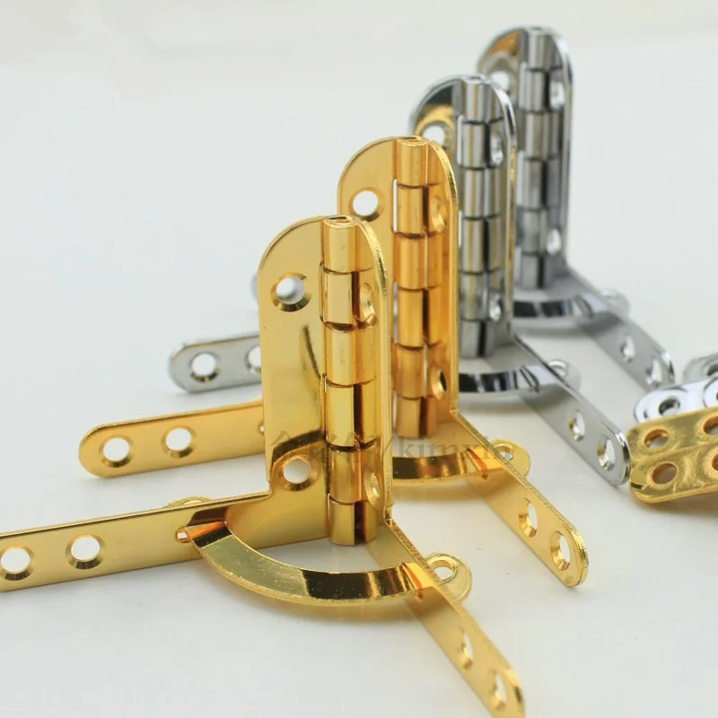 

5pcs Antique 33*30mm Furniture Hinges 90 Degree Angle Support Spring Hinge for Wine Case Jewelry Box Lid Furniture Accessories