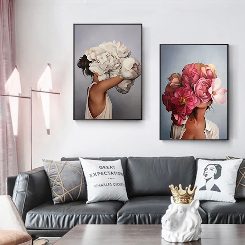 Скандинавский красивый цветочный постер для девочек картина маслом принт