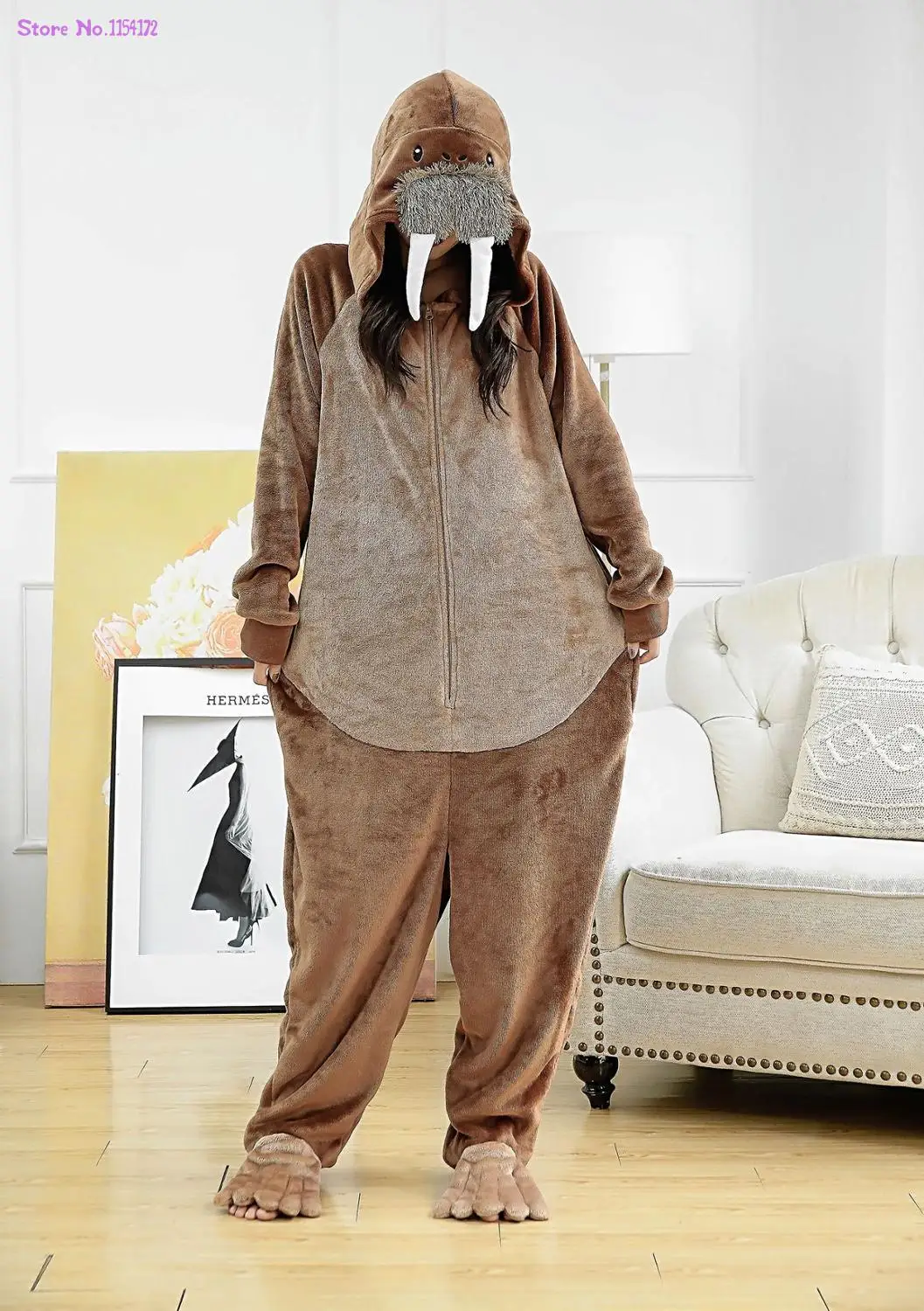 

Flannel Walrus Christmas Party Pyjamas Carnival Costumes Onesies Animal Sea lions Cosplay Overall Pajamas Cartoon Kigurumi