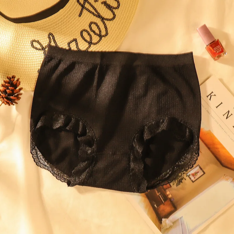 

Graphene Moisture-conducting Underwear Ladies Mid-waist Sexy Lace Cotton Crotch Girl Briefs Underwear Women Plus Size