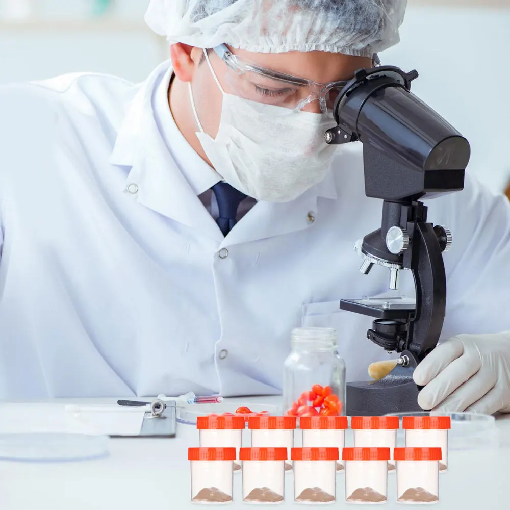 

50 Pcs/1 Pack 40ml Specimen Sampling Cup Practical Stool Sealed Container with Spiral Cover for Laboratory Use (Random