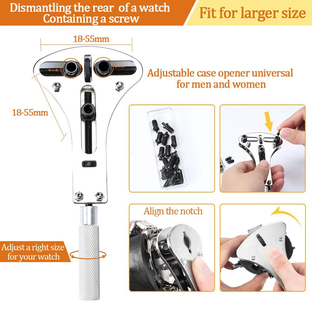 

147 in 1 Watch Repair Tool Kits Maintenance Key Fob Watch Case Opener Link Remover Screwdriver Watch Strap Adjuster Watchmaker
