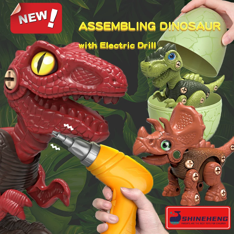 

Take Apart Dinosaur Toys for Kids Electric Drill Screwing Blocks T Rex Construction Building Puzzel Educational Toy Set for Boys