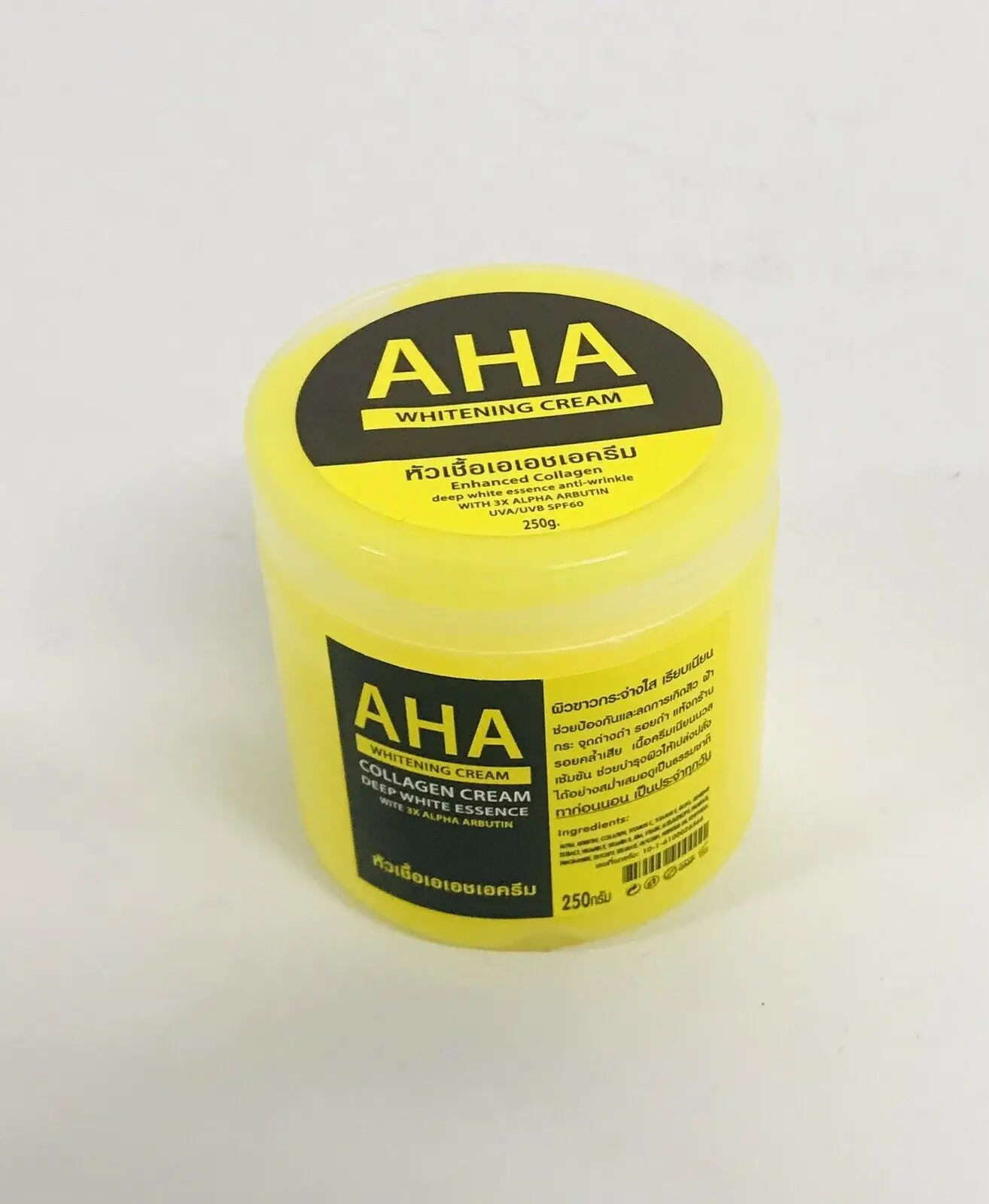 

Authentic Aha Whitening Cream Enhanced Collagen With 3x Alpha Arbutin UVA/UVB SPF60 250g